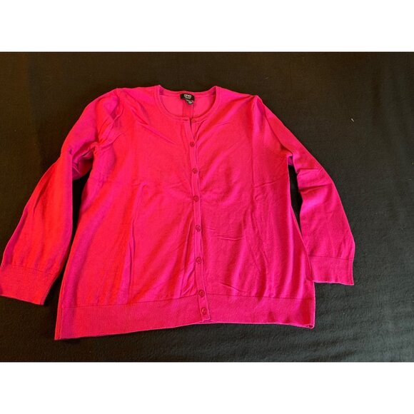 Jones New York Signature Womens Size XXLarge Fuchsia Cardigan Sweater - Picture 2 of 11